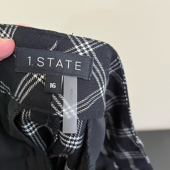 NWT 1. State Veridian Blooms Pant - Black White Plaid - Picture 8 of 14